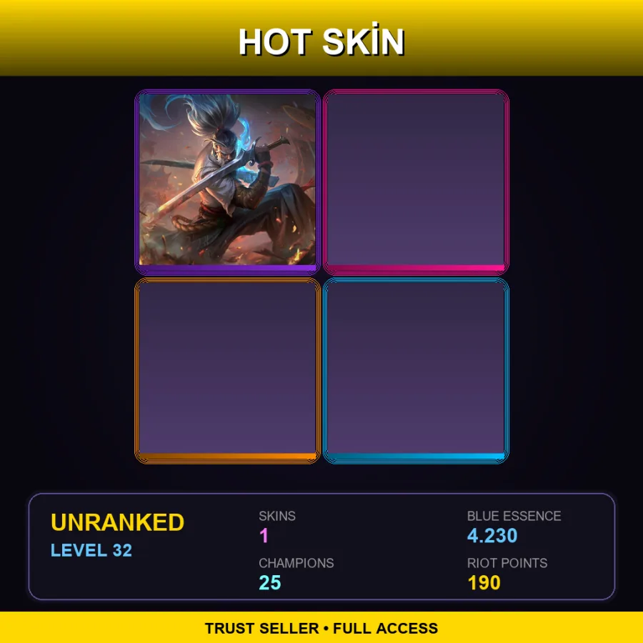 BR | Lv32 | Unranked | 1 Skin | 25 Champ — LoL account