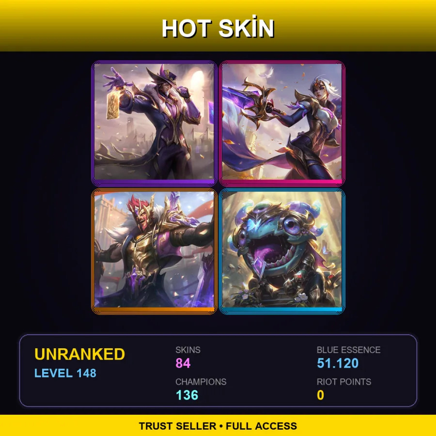 TR | Lv148 | Unranked | 84 Skin | 136 Champ — LoL account