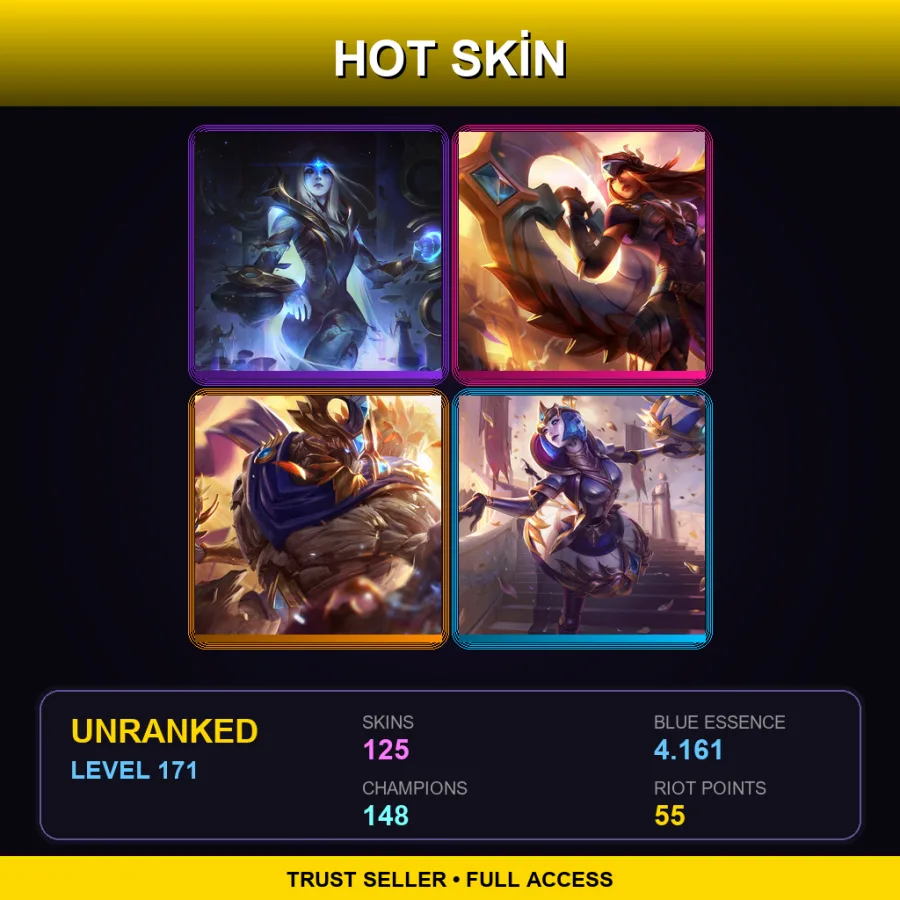 BR | Cosmic Queen Ashe | Victorious Sivir | Victorious Maokai | Victorious Orianna | 125 Skin | 148 Champ | Lv171