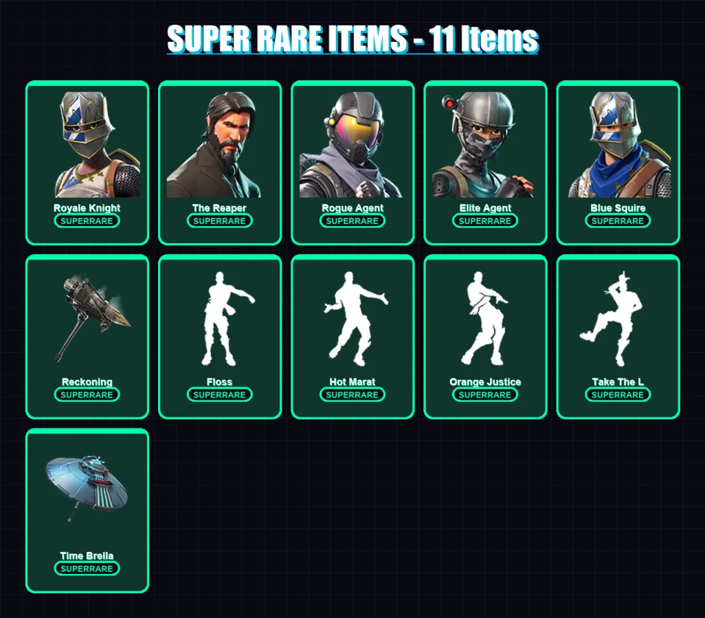 [PC/PSN] | Royale Knight | The Reaper | Rogue Agent | Elite Agent | Blue Squire | 85 skin | 83 pickaxe | 85 emote | 85 glider | Lv1088 — Fortnite account