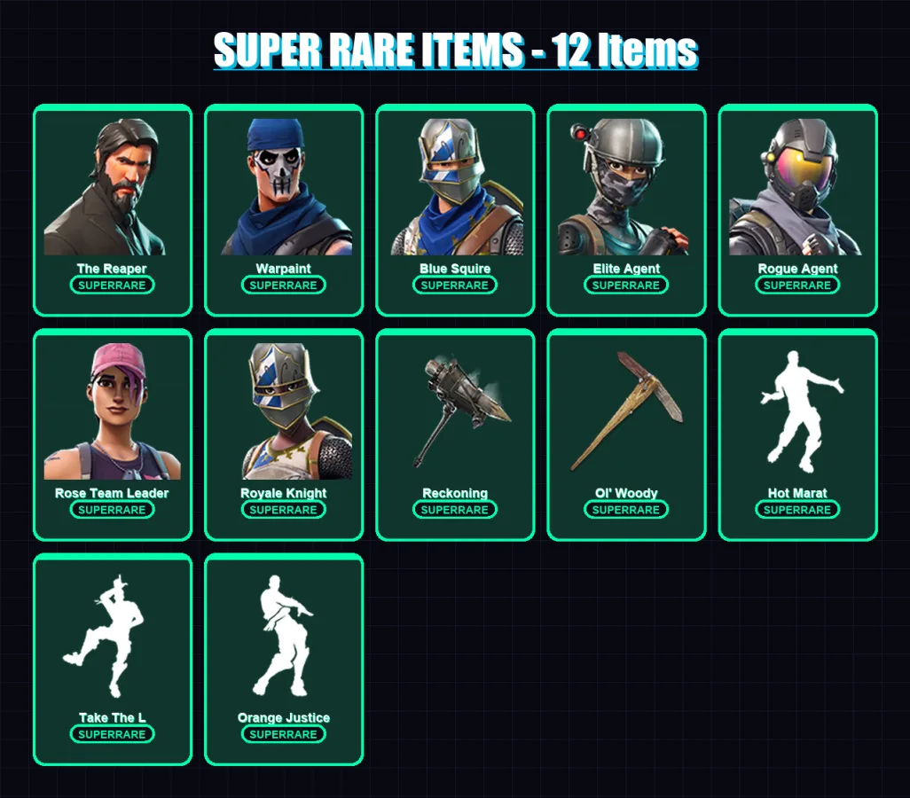 [PC/PSN] | The Reaper | Warpaint | Blue Squire | Elite Agent | Rogue Agent | 195 skin | 153 pickaxe | 126 emote | 111 glider | Lv1512