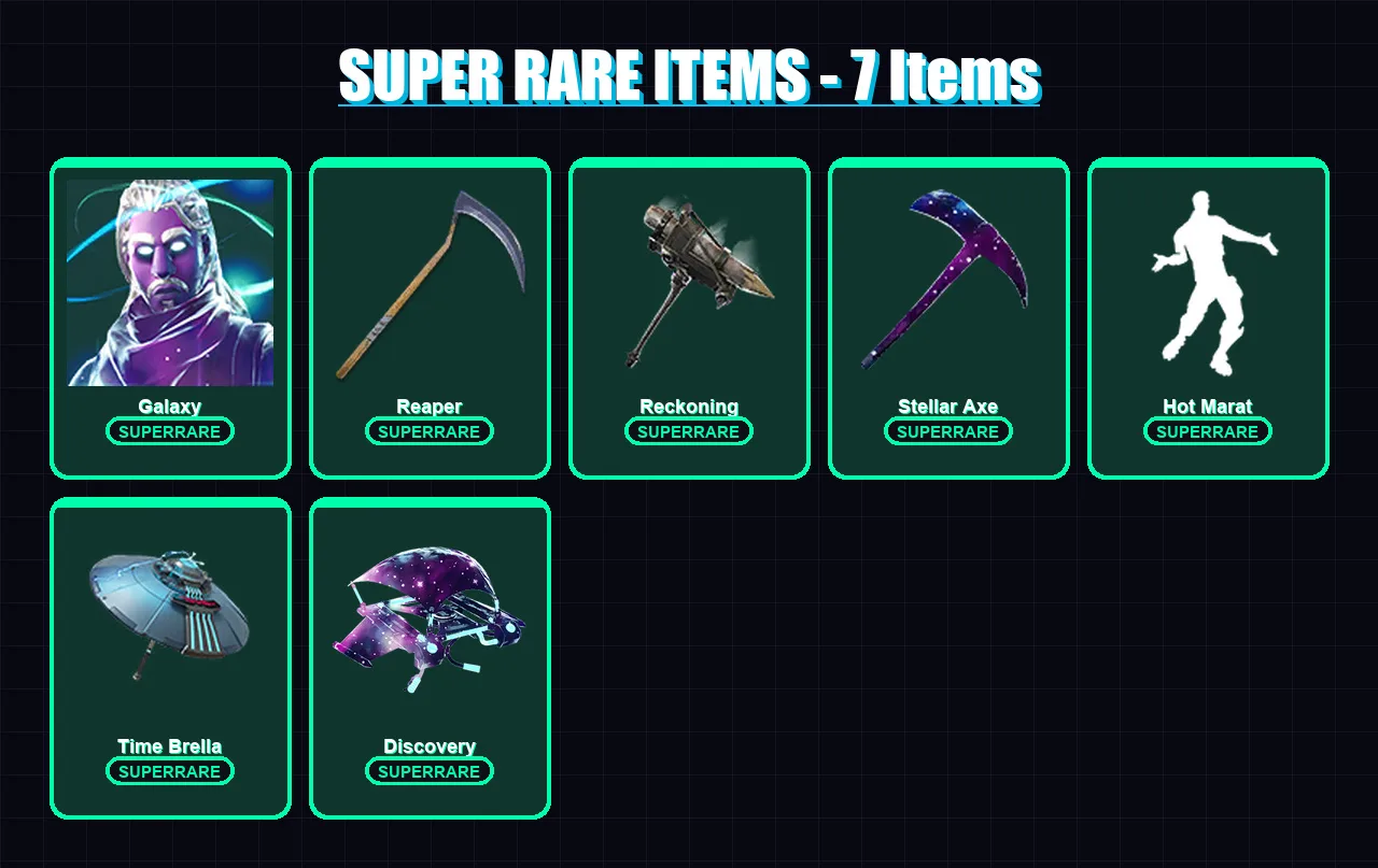 [PS4/PS5/XBOX/PC] | Galaxy | The Prisoner | The Ice King | Calamity | Hybrid | 41 skin | 54 pickaxe | 57 emote | 56 glider | Lv1187