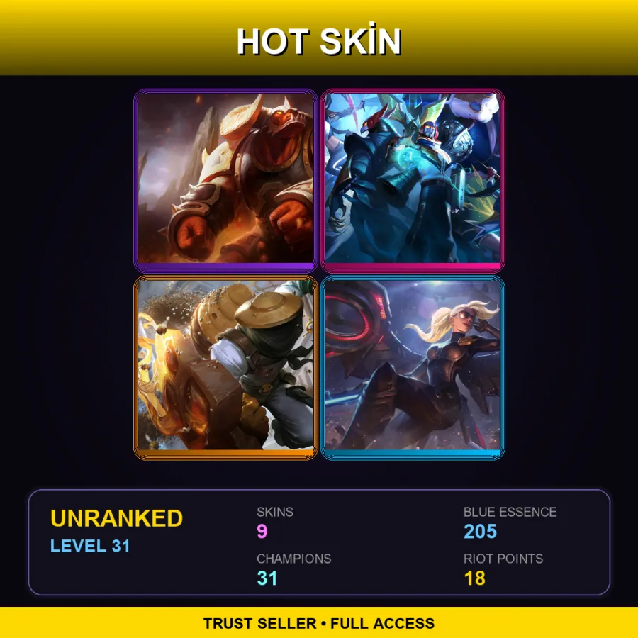 BR | Infernal Alistar | SKT T1 Alistar | Beekeeper Singed | Riot Kayle | 9 Skin | 31 Champ | Lv31