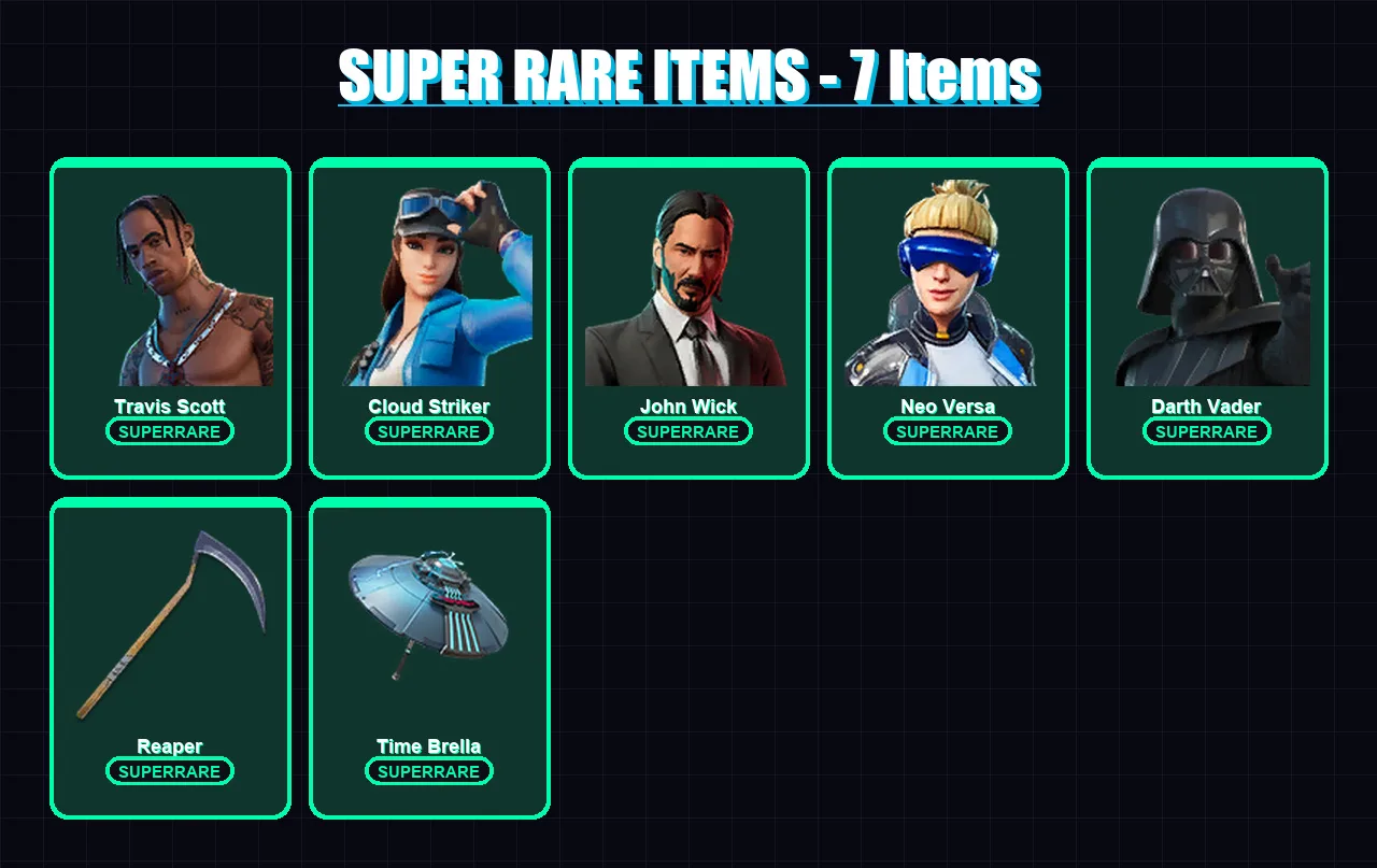 [PC] | Polo Prodigy | Stadium Hero '92 | Travis Scott | Cloud Striker | John Wick | 142 skin | 164 pickaxe | 108 emote | 129 glider | Lv1821