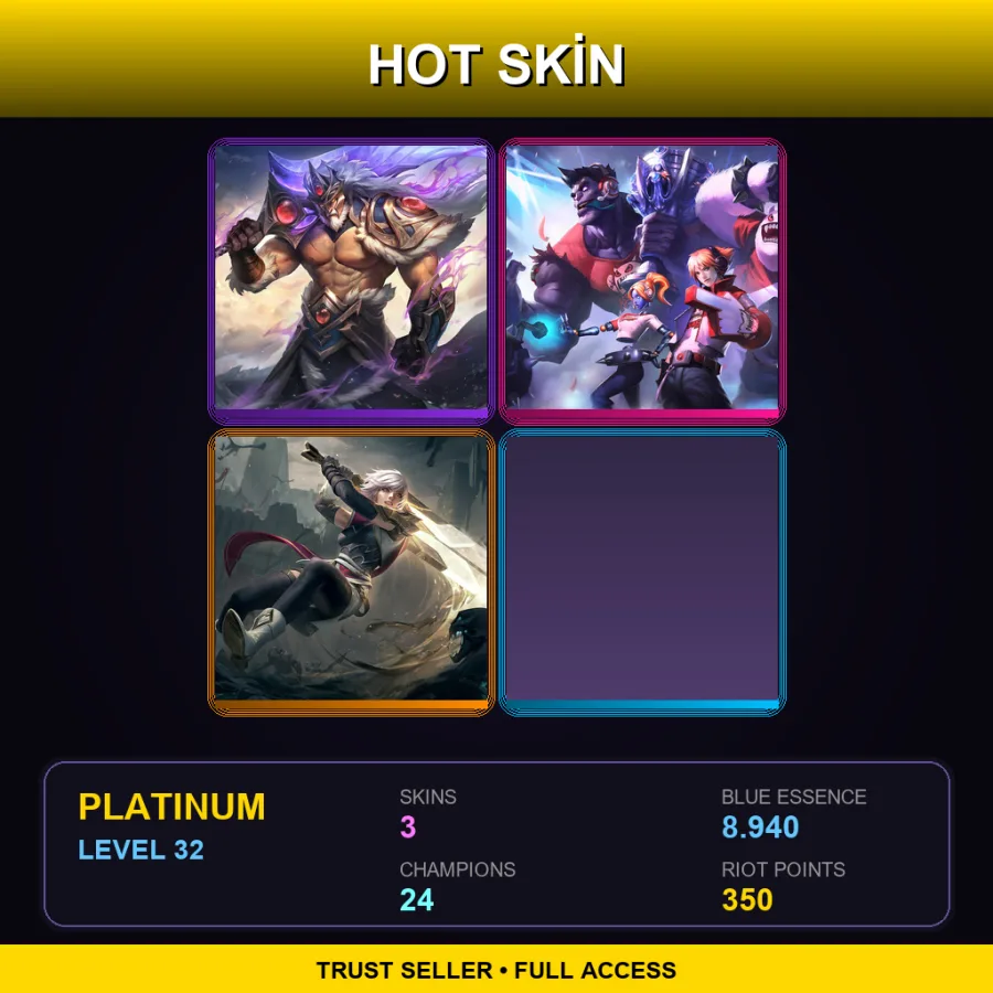 EUW | Lv32 | Platinum | 3 Skin | 24 Champ — LoL account