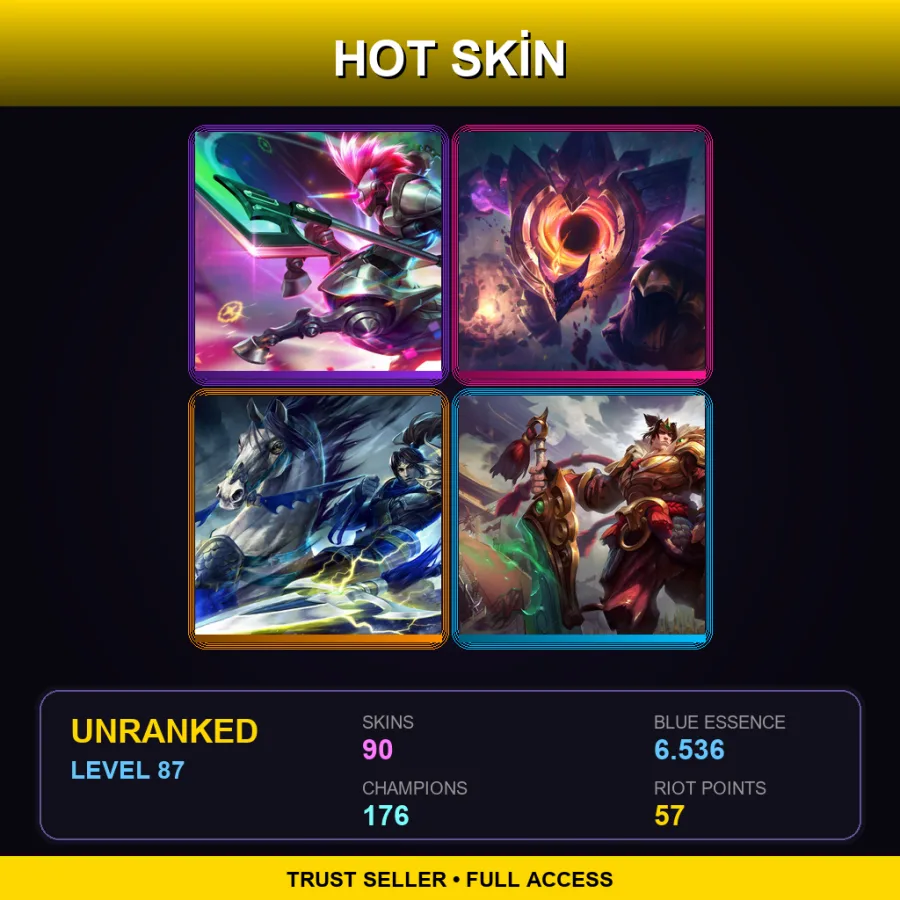 SG | Lv87 | Unranked | 90 Skin | 176 Champ — LoL account