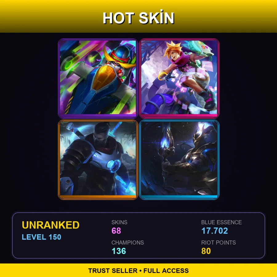 VN | Lv150 | Unranked | 68 Skin | 136 Champ
