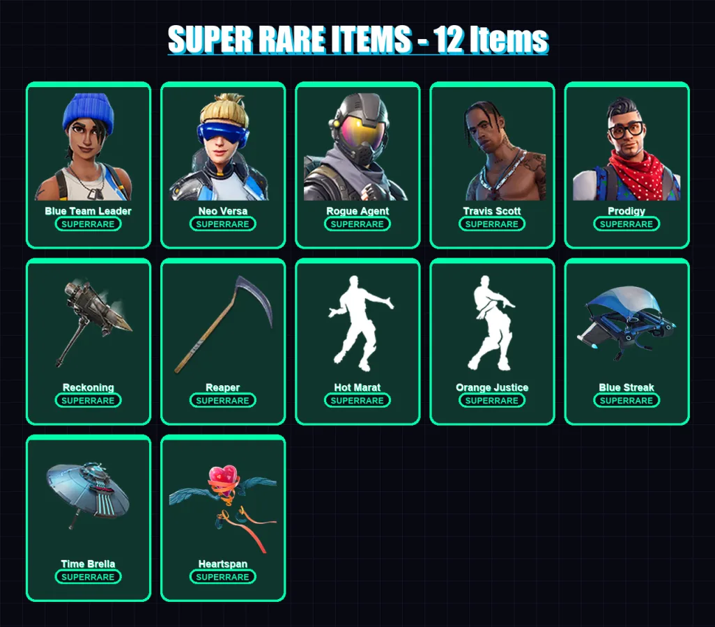 [PC/XBOX] | Blue Team Leader | Neo Versa | Rogue Agent | Travis Scott | Prodigy | 171 skin | 191 pickaxe | 133 emote | 158 glider | Lv3435