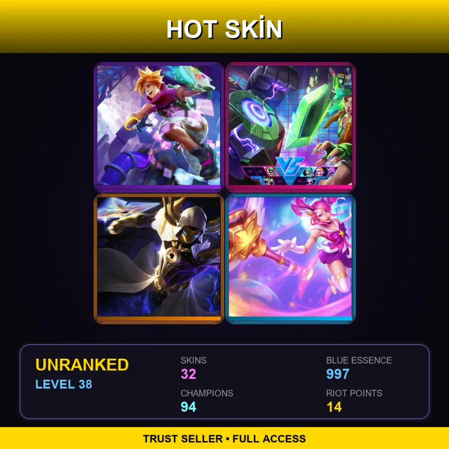 TW | Lv38 | Unranked | 32 Skin | 94 Champ — Unranked / Smurf League of Legends