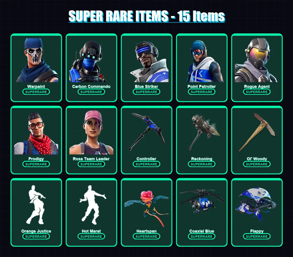 [PS4/PS5/XBOX/PC] | Warpaint | Carbon Commando | Blue Striker | Point Patroller | Rogue Agent | 84 skin | 74 pickaxe | 78 emote | 74 glider | Lv752