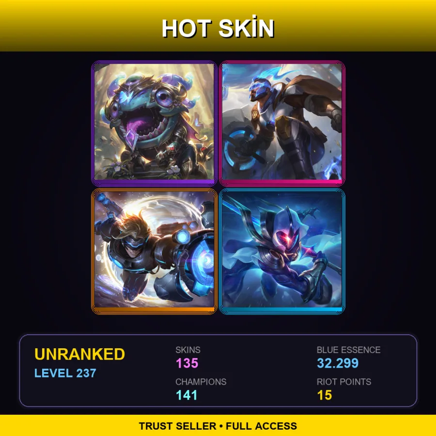 EUNE | Lv237 | Unranked | 135 Skin | 141 Champ