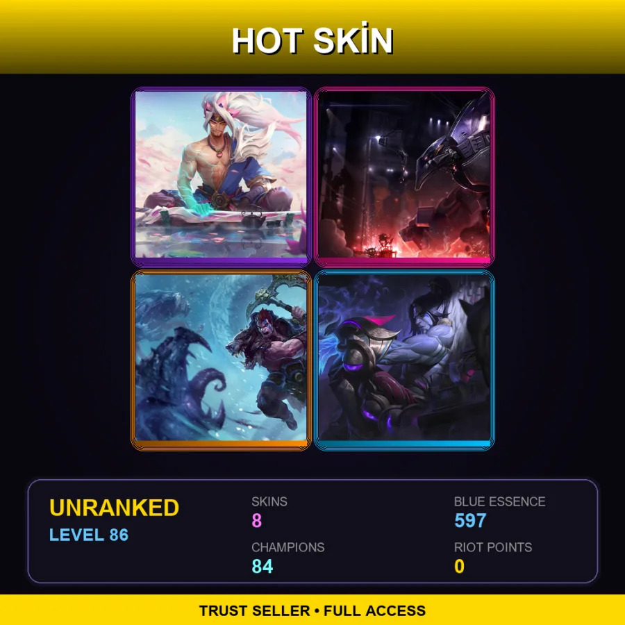 LAS | Lv86 | Unranked | 8 Skin | 84 Champ