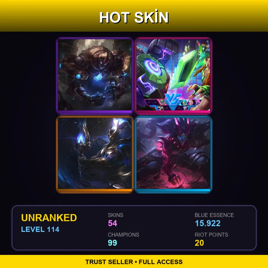 TR | Lv114 | Unranked | 54 Skin | 99 Champ — Gun Goddess Miss Fortune