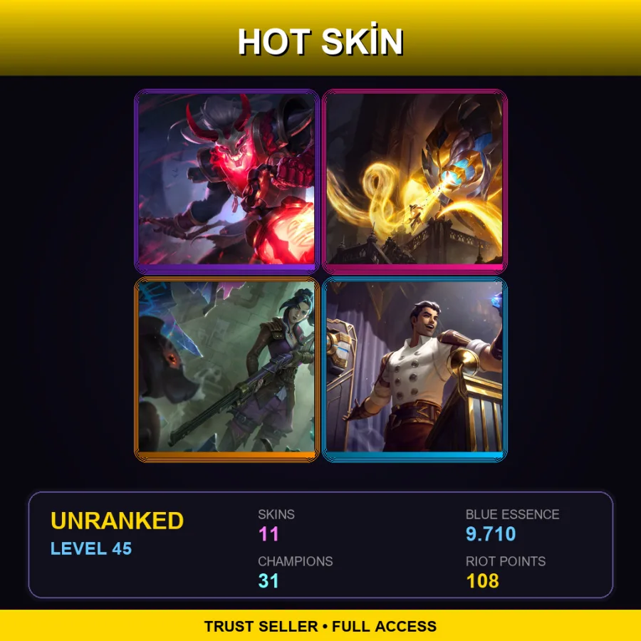 NA | Lv45 | Unranked | 11 Skin | 31 Champ