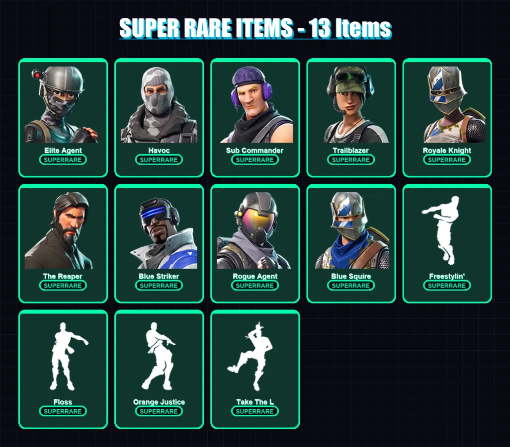 [PC/XBOX] | Elite Agent | Havoc | Sub Commander | Trailblazer | Royale Knight | 23 skin | 16 pickaxe | 28 emote | 21 glider | Lv313