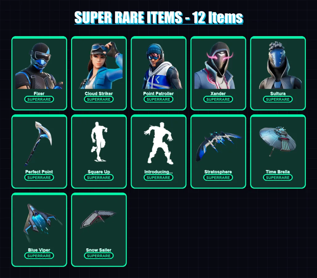 [PC] | Fixer | Cloud Striker | Point Patroller | Xander | Sultura | 97 skin | 113 pickaxe | 89 emote | 109 glider | Lv1692