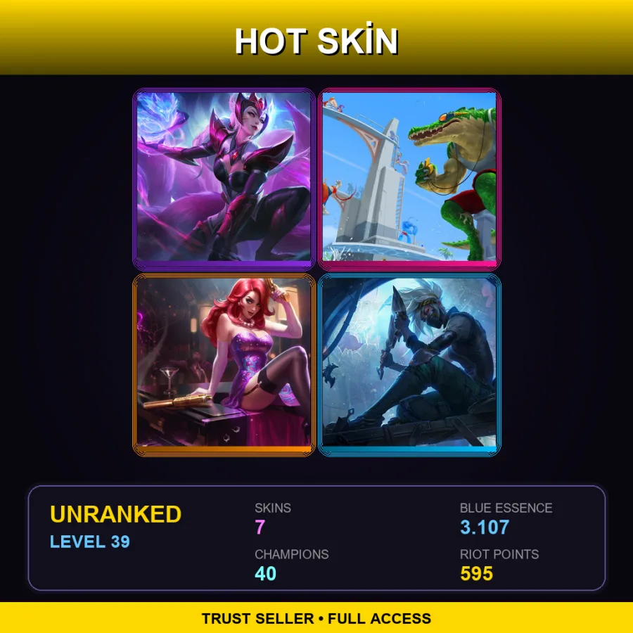 EUW | Lv39 | Unranked | 7 Skin | 40 Champ — LoL account