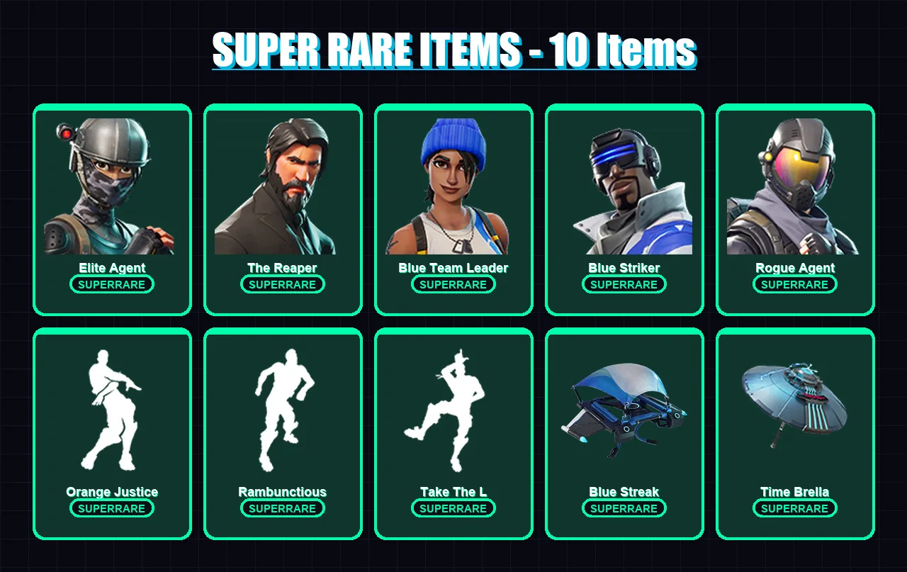 [PC] | Elite Agent | The Reaper | Blue Team Leader | Blue Striker | Rogue Agent | 41 skin | 38 pickaxe | 62 emote | 35 glider | Lv499 — Fortnite account