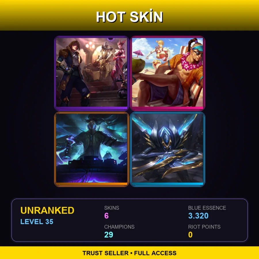 LAS | Lv35 | Unranked | 6 Skin | 29 Champ — LoL account