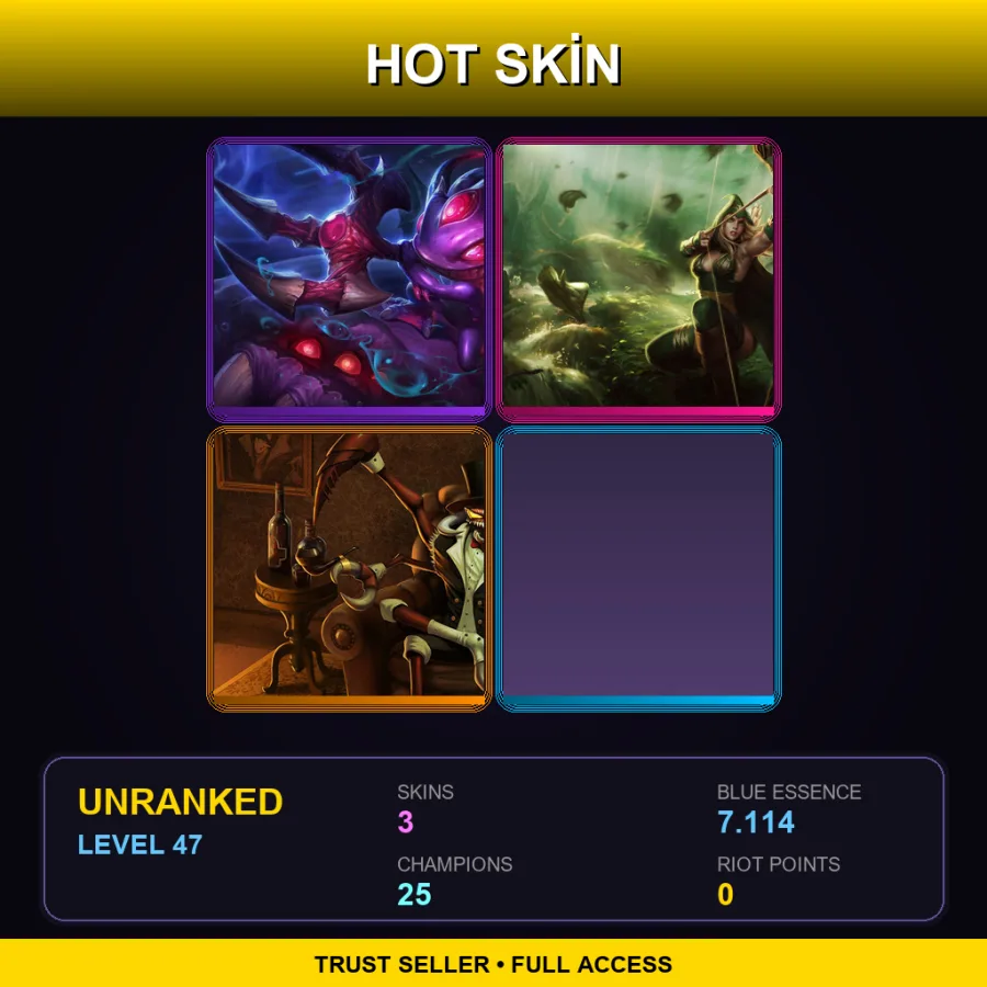 EUW | Void Fizz | Sherwood Forest Ashe | Gentleman Cho'Gath | 3 Skin | 25 Champ | Lv47