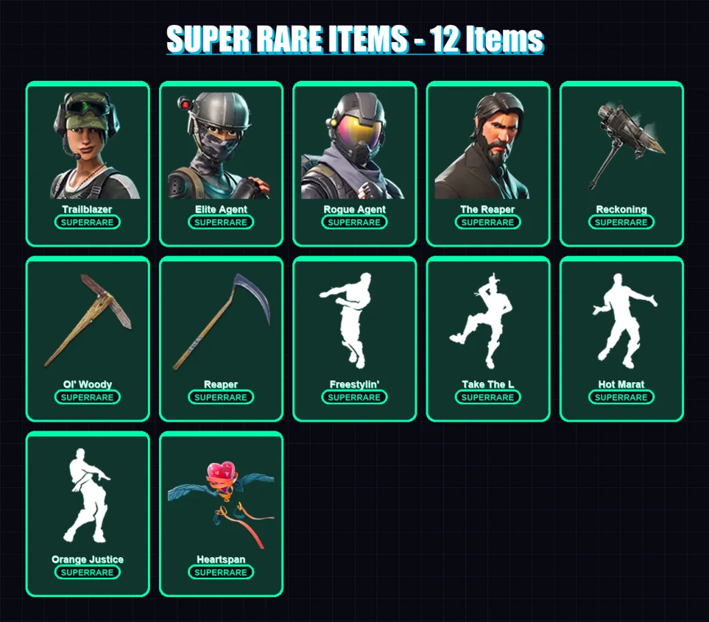 [PC/PSN] | Trailblazer | Elite Agent | Rogue Agent | The Reaper | Enforcer | 58 skin | 39 pickaxe | 59 emote | 45 glider | Lv723
