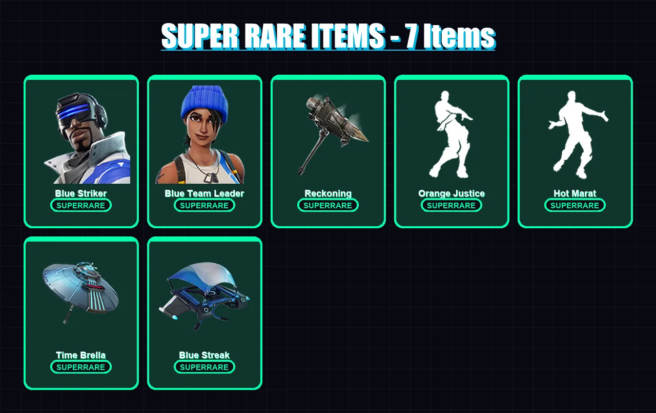 [PC] | Blue Striker | Blue Team Leader | Drift | Fade | Wild Card | 20 skin | 15 pickaxe | 24 emote | 29 glider | Lv436 — Fortnite account