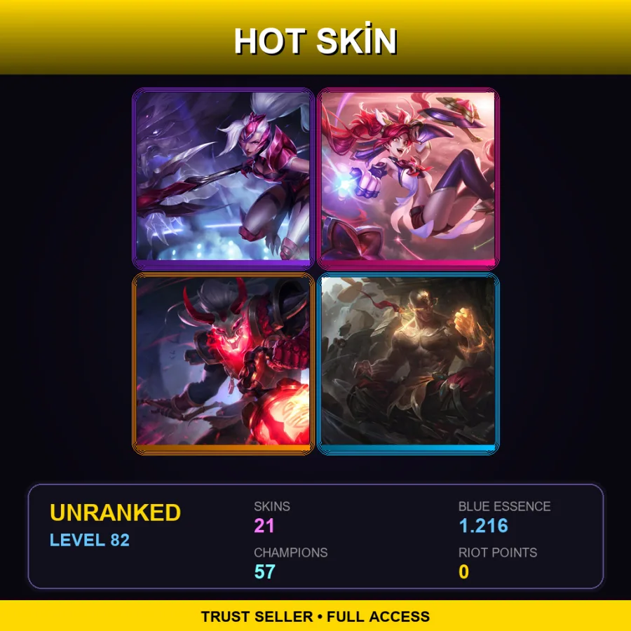 SG | Lv82 | Unranked | 21 Skin | 57 Champ — LoL account