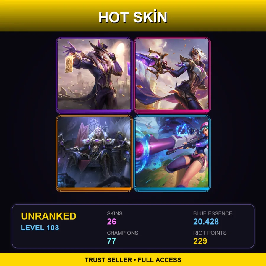 EUW | Lv103 | Unranked | 26 Skin | 77 Champ