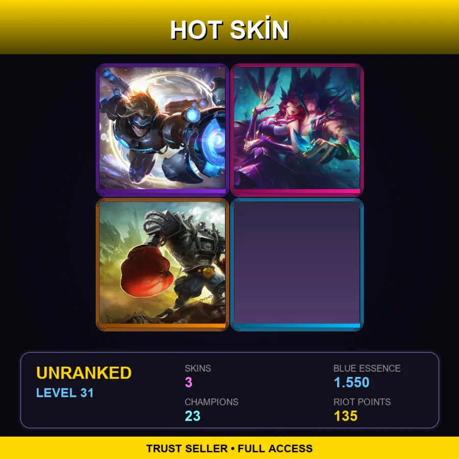 TW | Lv31 | Unranked | 3 Skin | 23 Champ — LoL account