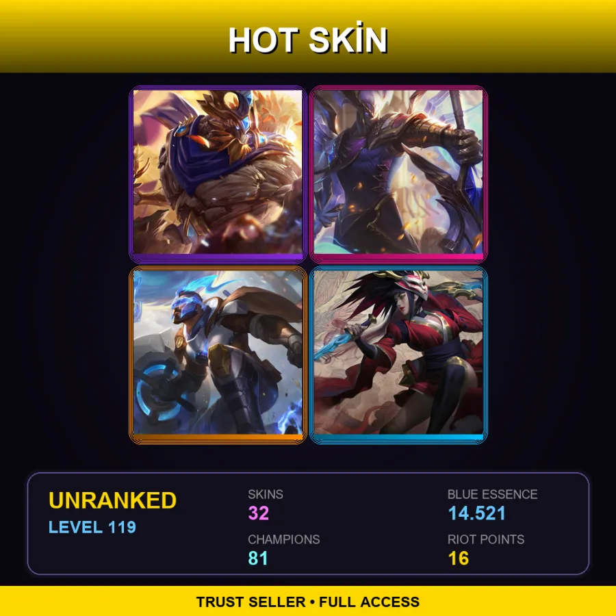 LAN | Lv119 | Unranked | 32 Skin | 81 Champ — Freljord Ashe