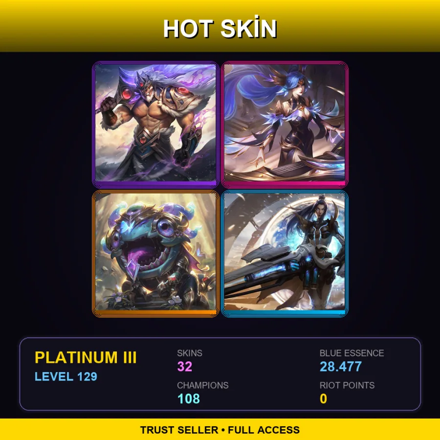 SG | Lv129 | Platinum III | 32 Skin | 108 Champ