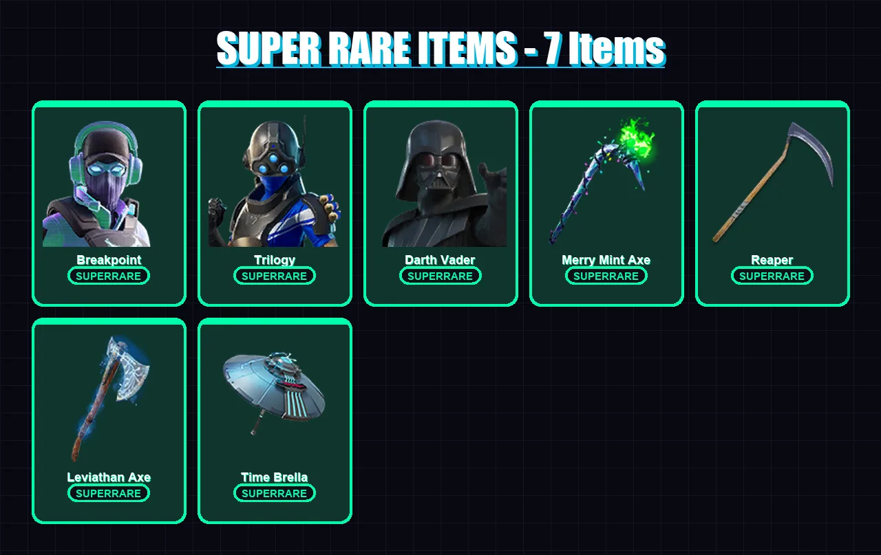 [PC/XBOX/PSN] | Breakpoint | Trilogy | Darth Vader | Joey | Spire Assassin | 144 skin | 154 pickaxe | 88 emote | 112 glider | Lv1787 — Fortnite account