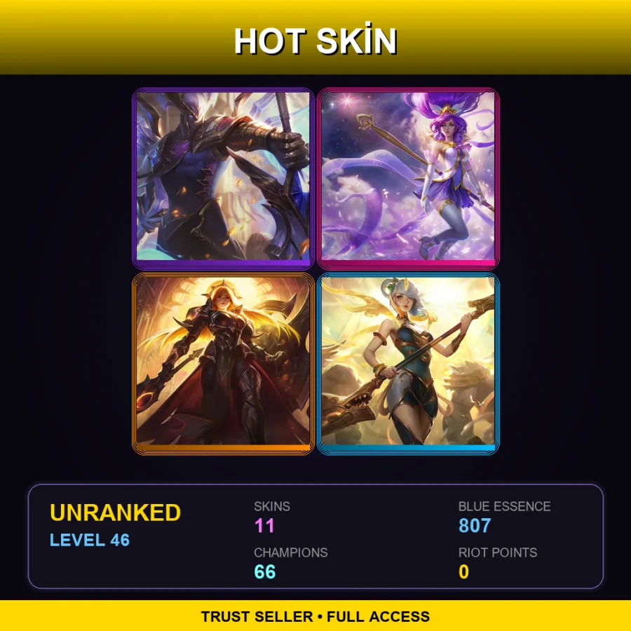 LAS | Lv46 | Unranked | 11 Skin | 66 Champ — LoL account