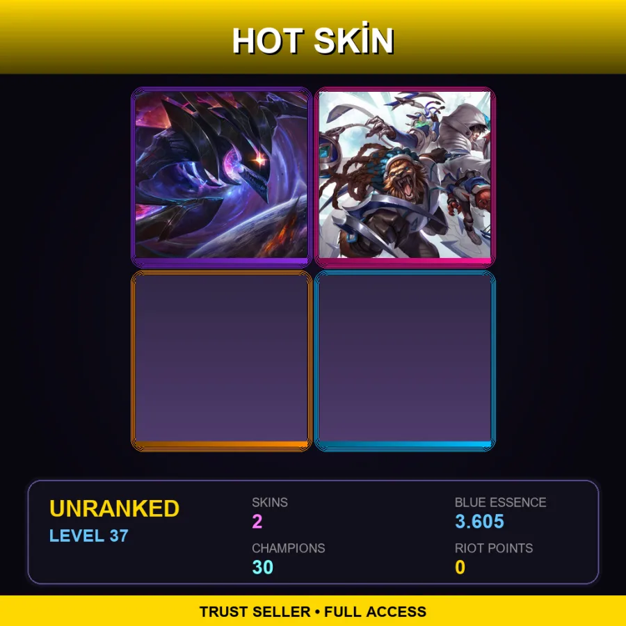 EUW | Lv37 | Unranked | 2 Skin | 30 Champ — LoL account