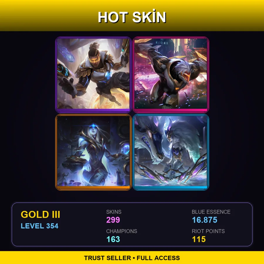 NA | Lv354 | Gold III | 299 Skin | 163 Champ — LoL account