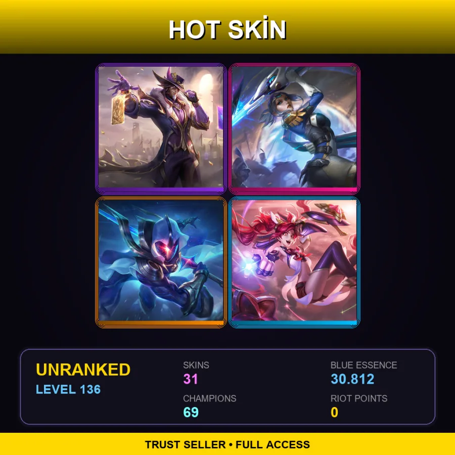 LAS | Lv136 | Unranked | 31 Skin | 69 Champ — Unranked / Smurf League of Legends