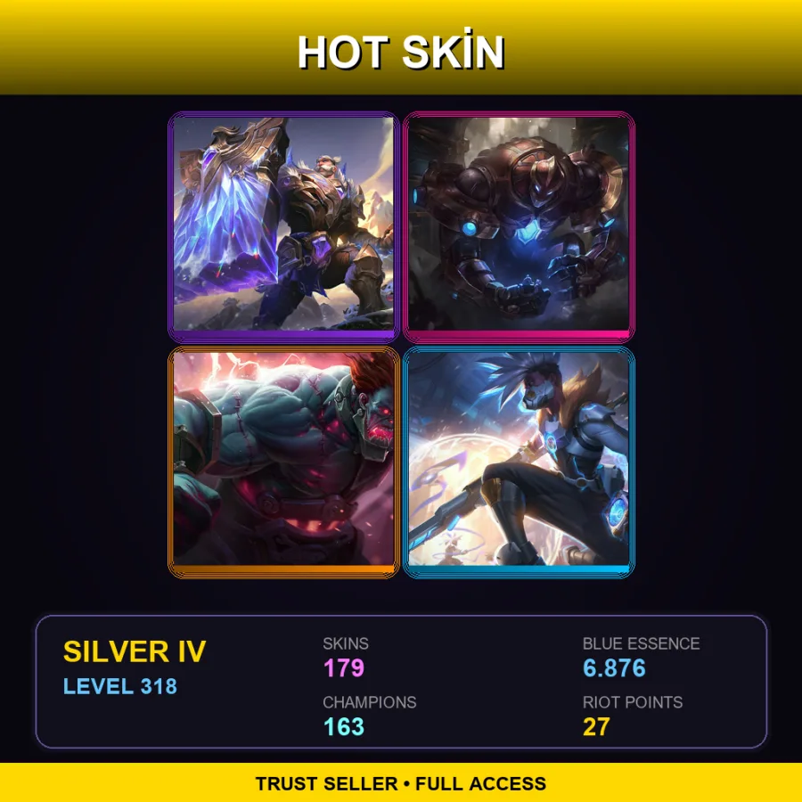 EUW | Lv318 | Silver IV | 179 Skin | 163 Champ