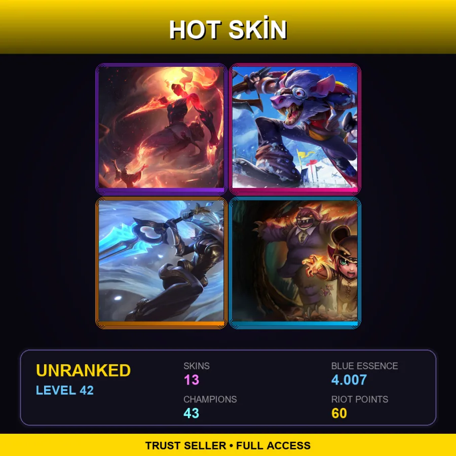 NA | Lv42 | Unranked | 13 Skin | 43 Champ