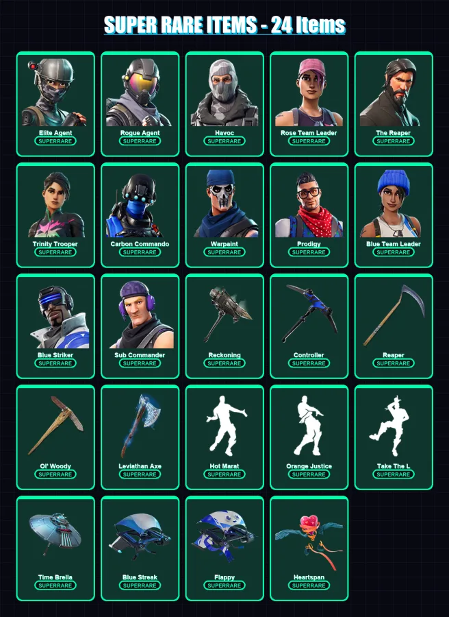 [PC/XBOX/PSN] | Elite Agent | Rogue Agent | Havoc | Rose Team Leader | The Reaper | 188 skin | 249 pickaxe | 198 emote | 221 glider | Lv3745