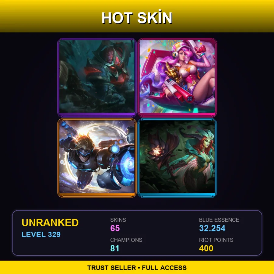 EUW | Lv329 | Unranked | 65 Skin | 81 Champ