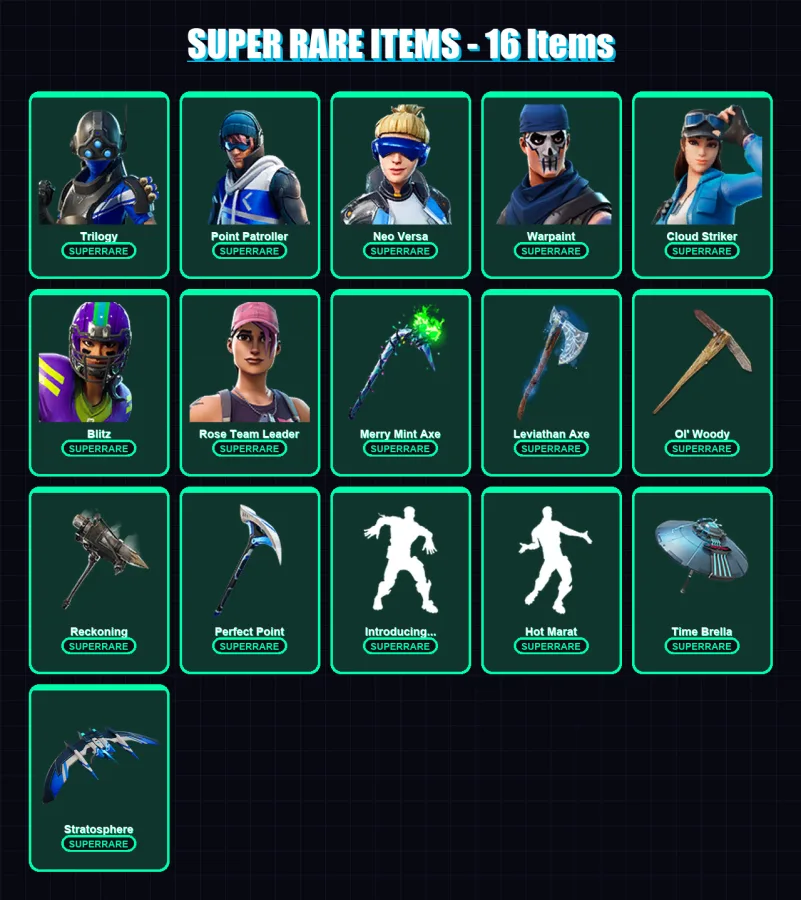 [PC/XBOX] | Trilogy | Point Patroller | Neo Versa | Warpaint | Cloud Striker | 270 skin | 274 pickaxe | 197 emote | 209 glider | Lv3312