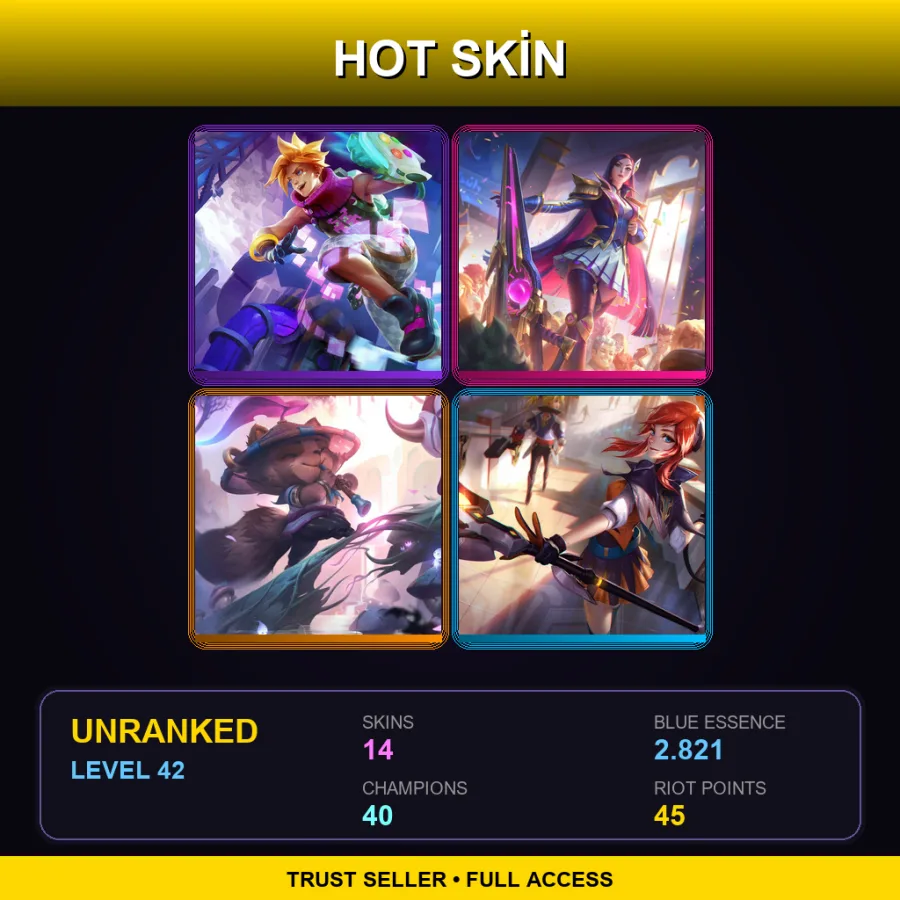 RU | Lv42 | Unranked | 14 Skin | 40 Champ — LoL account