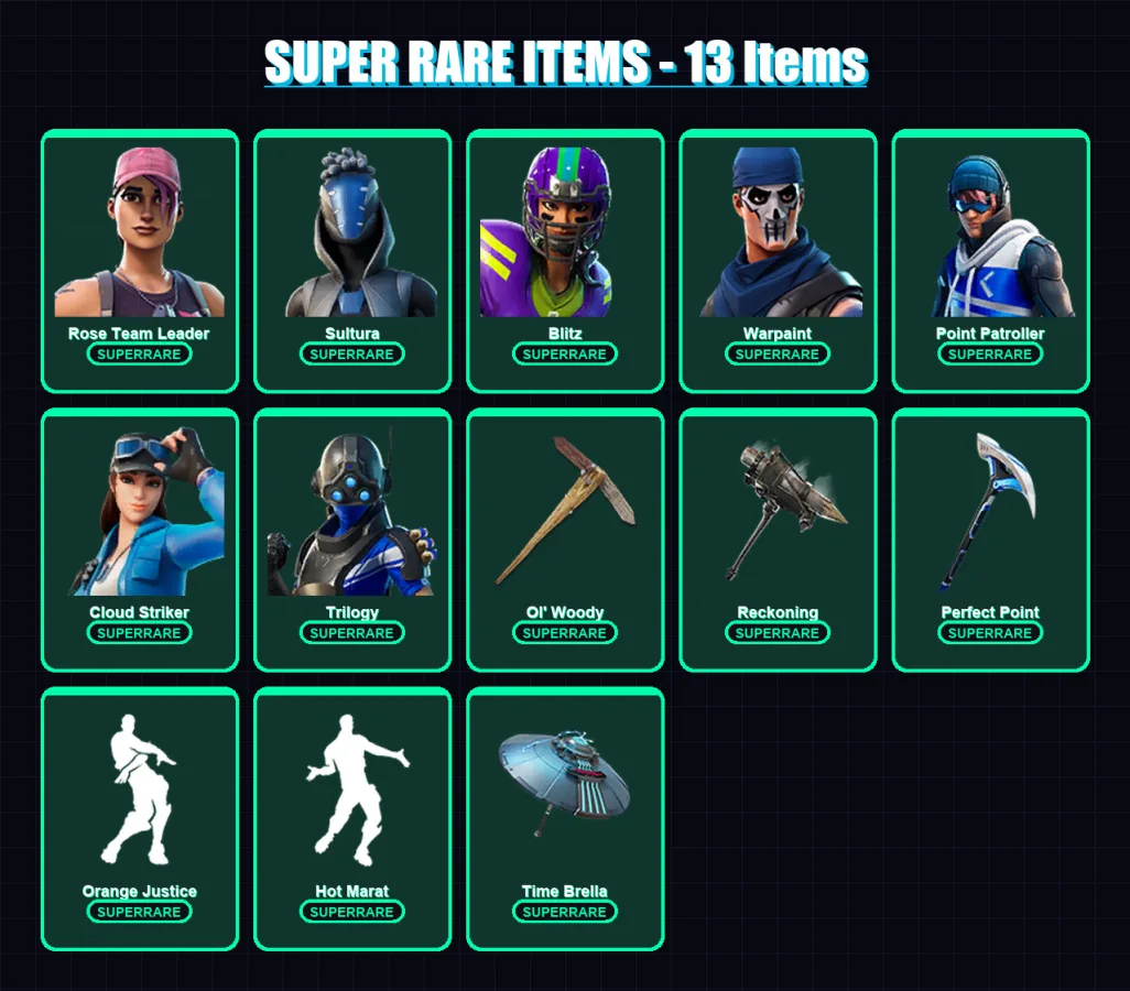 [PS4/PS5/XBOX/PC] | Rose Team Leader | Sultura | Blitz | Warpaint | Point Patroller | 61 skin | 53 pickaxe | 62 emote | 57 glider | Lv660 — Fortnite account