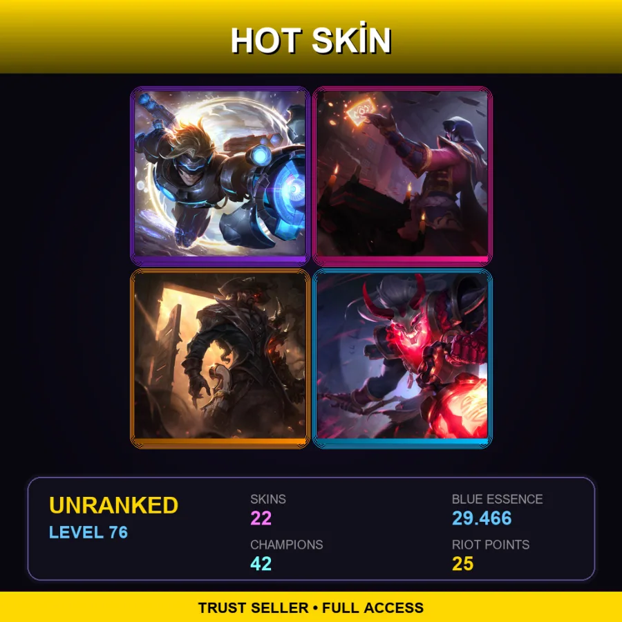 BR | Lv76 | Unranked | 22 Skin | 42 Champ — LoL account