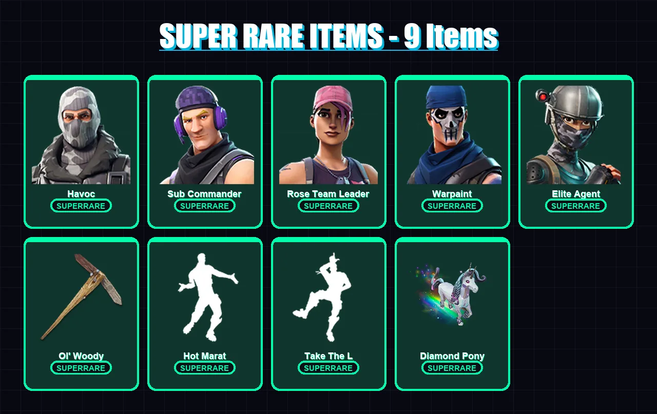 [PC/XBOX] | Havoc | Sub Commander | Rose Team Leader | Warpaint | Elite Agent | 50 skin | 56 pickaxe | 33 emote | 34 glider | Lv525 — Fortnite account