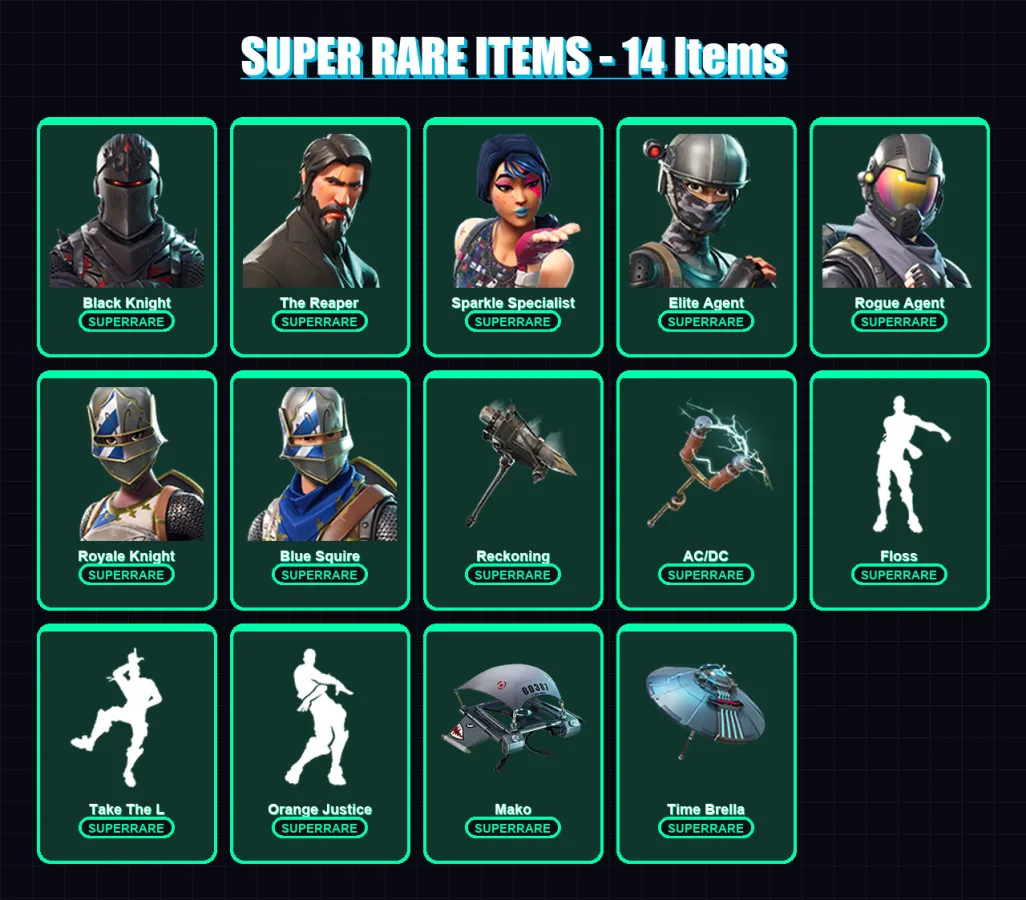 [PC/XBOX/PSN] | Black Knight | The Reaper | Sparkle Specialist | Elite Agent | Rogue Agent | 37 skin | 54 pickaxe | 53 emote | 68 glider | Lv1088