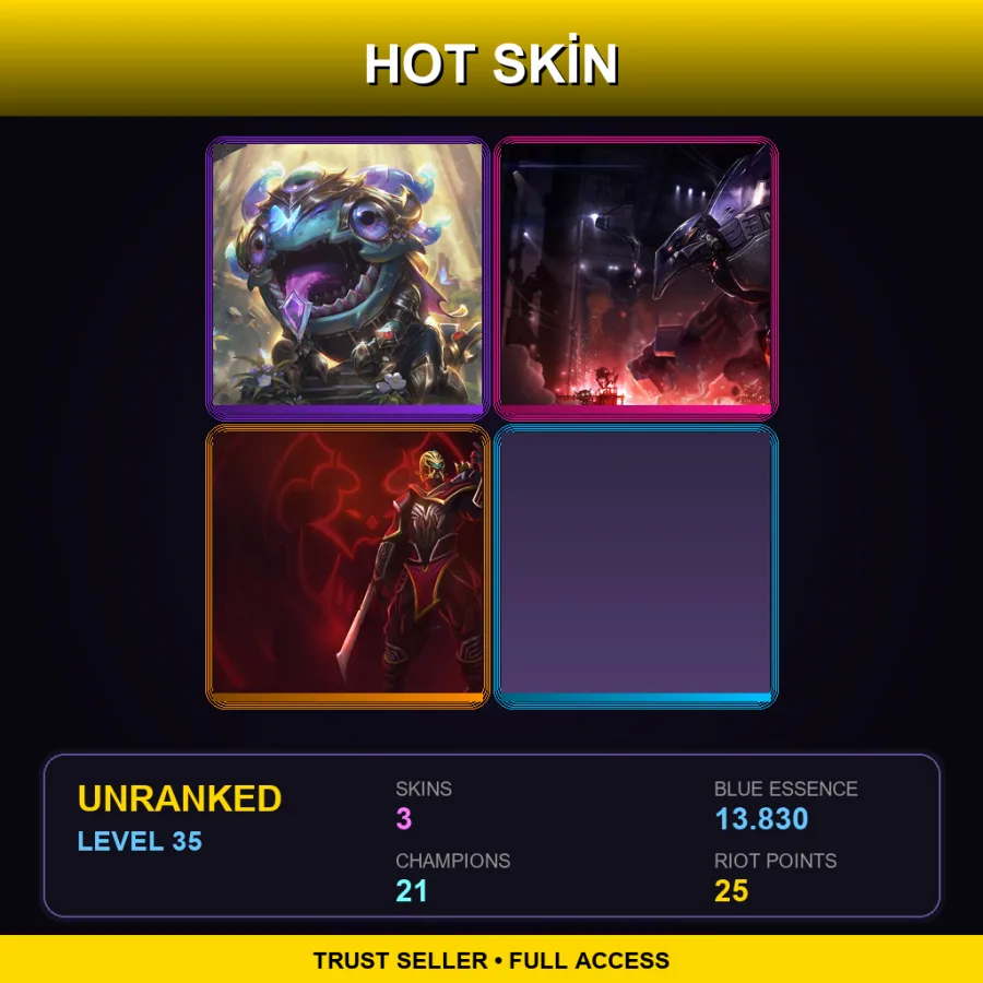 EUW | Lv35 | Unranked | 3 Skin | 21 Champ