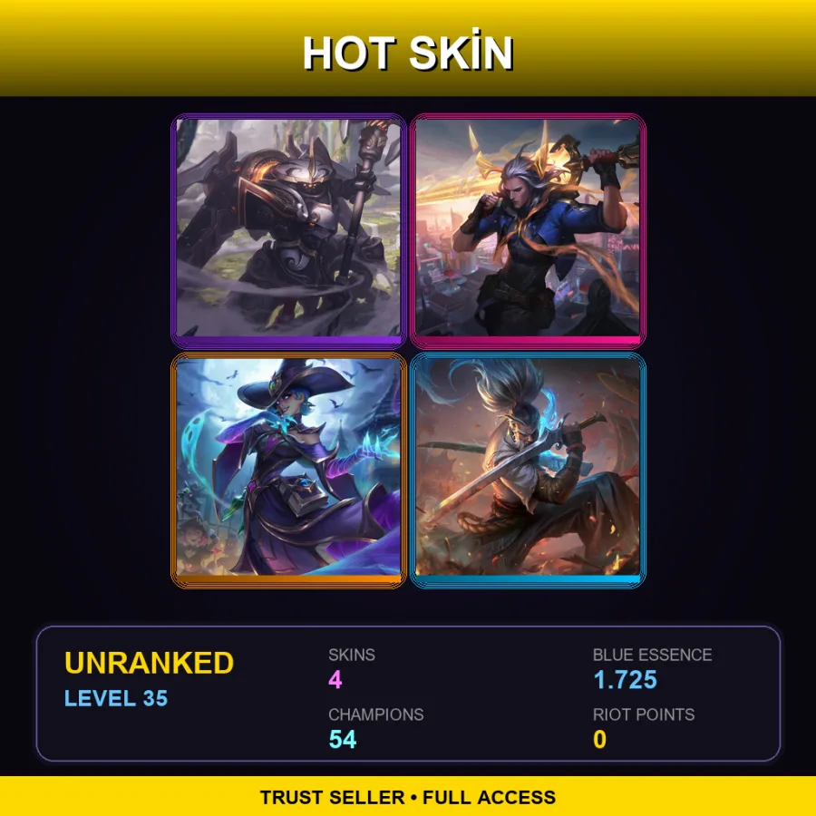 EUW | Lv35 | Unranked | 4 Skin | 54 Champ