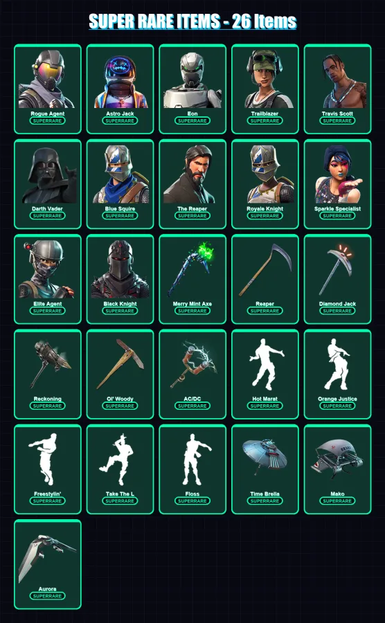 [PC/PSN] | Rogue Agent | Astro Jack | Eon | Trailblazer | Travis Scott | 315 skin | 324 pickaxe | 262 emote | 255 glider | Lv4141