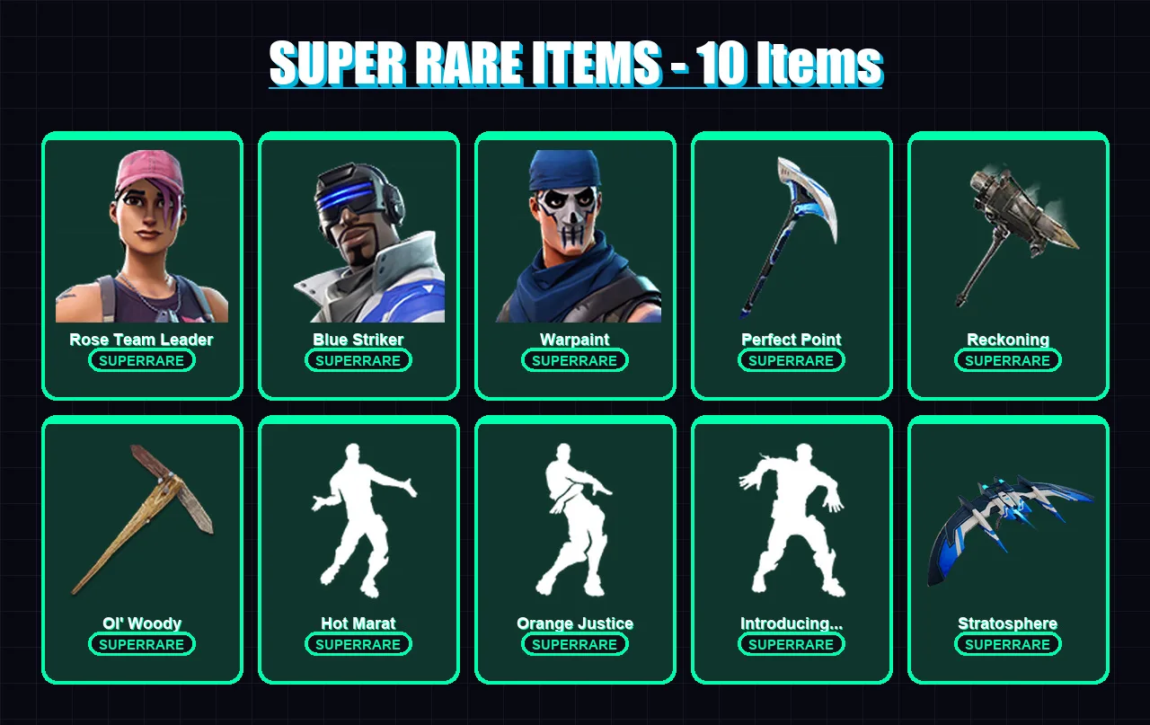 [PS4/PS5/XBOX/PC] | Rose Team Leader | Blue Striker | Warpaint | Omega | Ragnarok | 44 skin | 42 pickaxe | 42 emote | 36 glider | Lv505